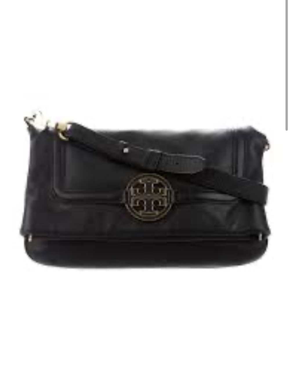 Tory Burch Black Leather Crossbody with Gold-Tone Logo